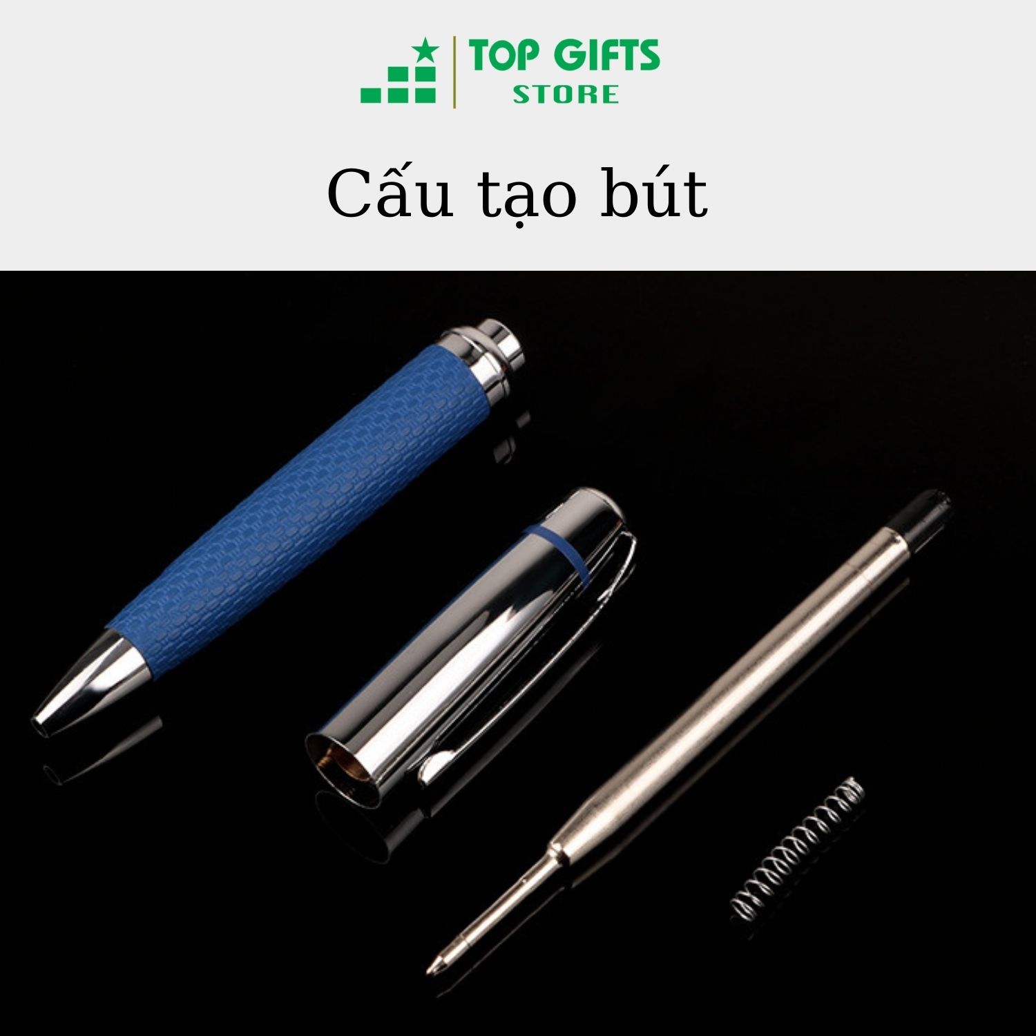 Bút ký khắc tên BD050 bọc da PU cao cấp mực xanh ngòi 0.7mm