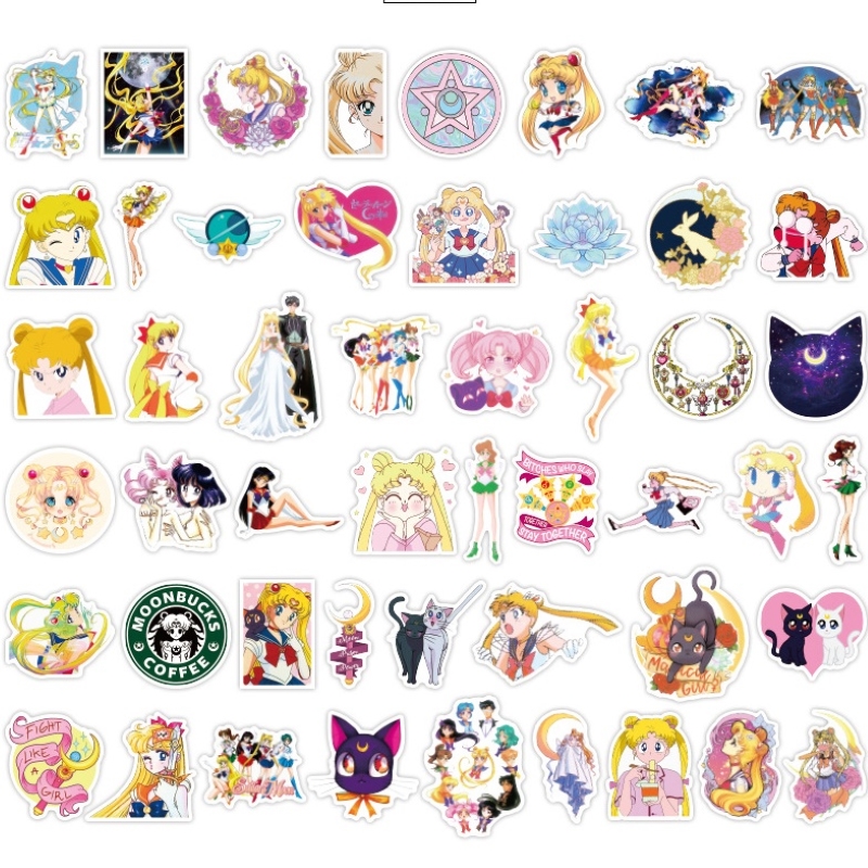 Bộ 50 miếng Sticker hình dán Sailor Moon SetC