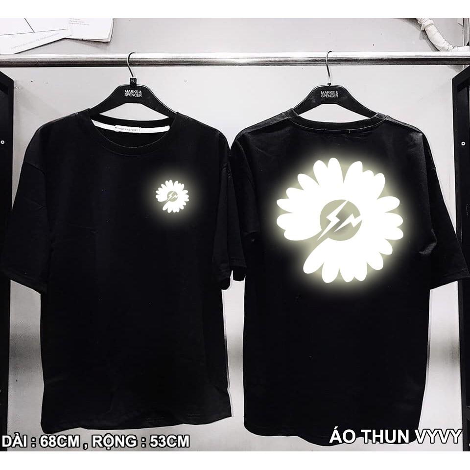 Áo Thun Phản Quang Hoa Cúc sấm sét Cotton 75%, Form rộng Unisex, nam nữ Đẹp KIS OFFICIAL