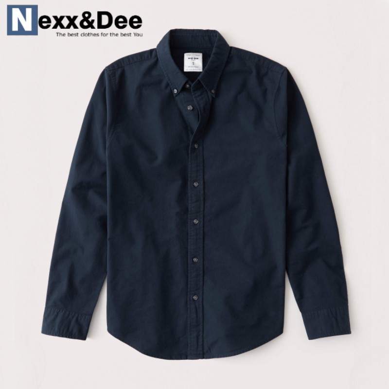 Áo sơ mi nam tay dài màu trắng công sở  không túi vải oxford denim cao cấp ND02