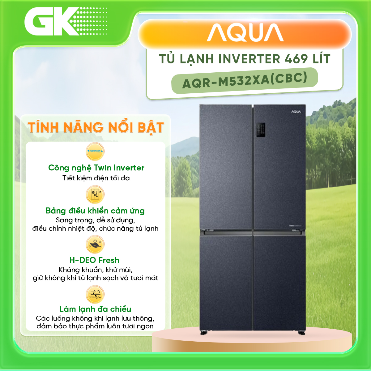 AQR-M532XA(CBC)  - Tủ lạnh Aqua Inverter 469 lít AQR-M532XA(CBC) - Hàng Chính Hãng - Chỉ Giao Hồ Chí Minh