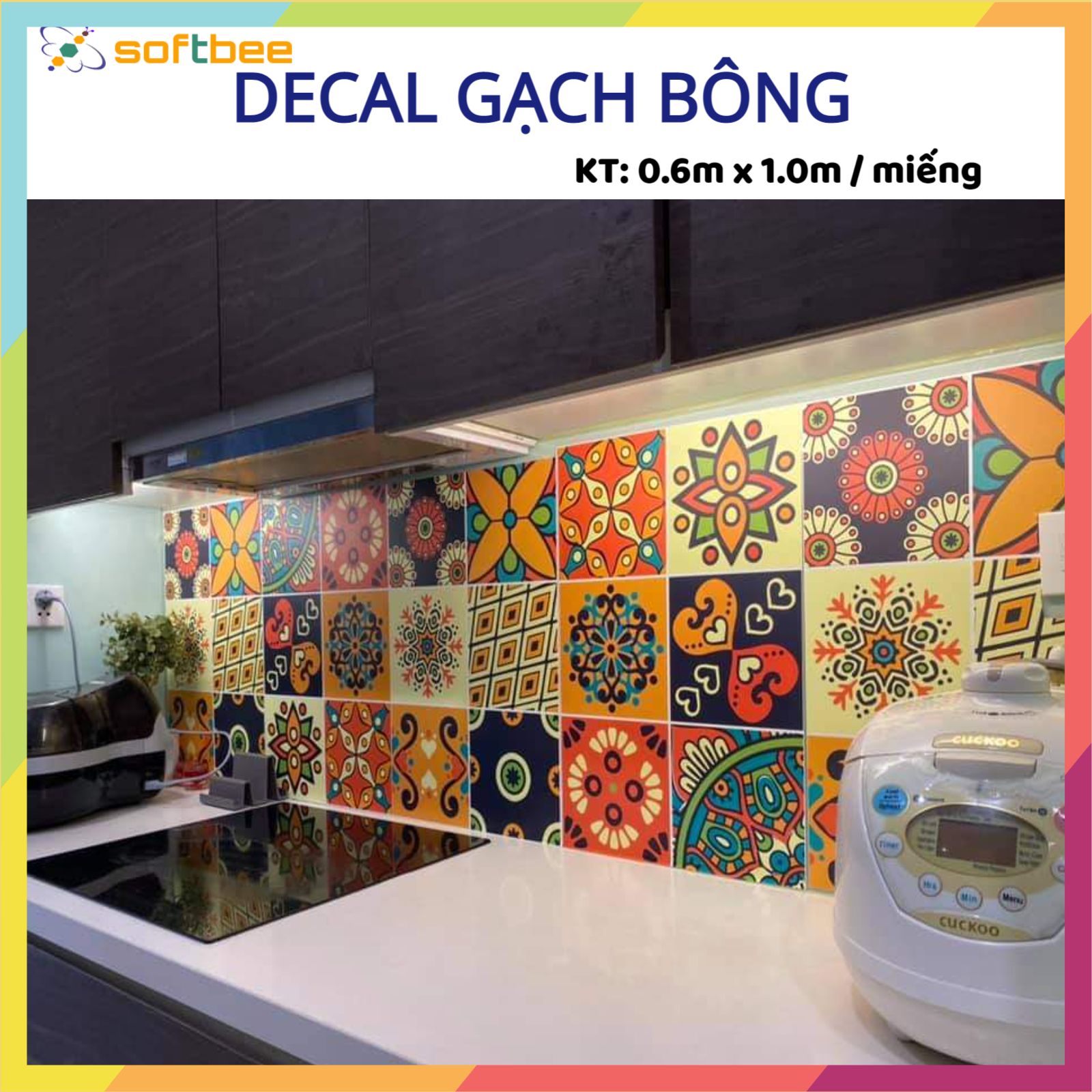 Dán nhà bếp, dán nhà tắm, dán cầu thang, dán tường bằng những set decal gạch bông cổ điển. kích thước 0.6m x 1.0m / set, không thấm nước, có keo sẵn mặt sau