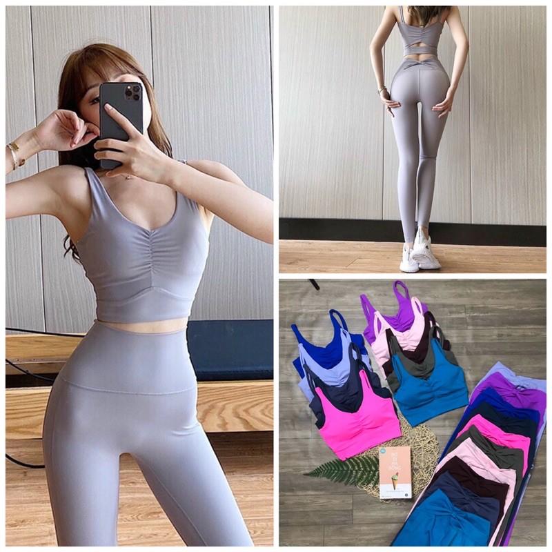 Set tập gym yoga nữ, bộ đồ tập gym thắt nơ