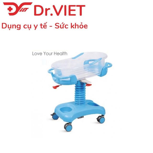 GIƯỜNG SƠ SINH (Xe Nôi Em bé ) TJM- XN01 - Bốn bánh nhỏ linh hoạt, có thể được điều chỉnh bởi hệ thống lò xo khí.