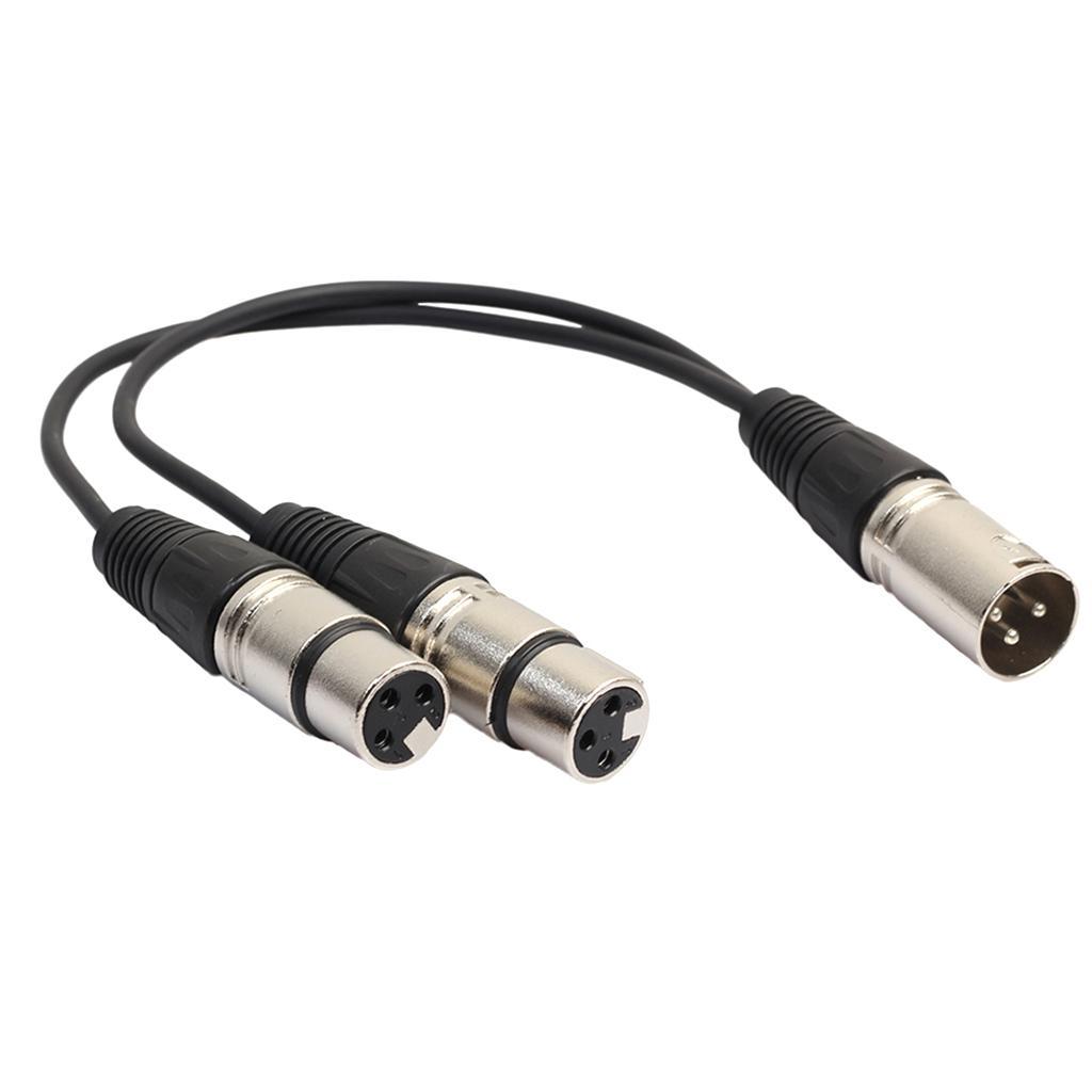XLR Audio Microphone Y Splitter Cable 3-pin Male to 2 Female Adapter 1ft