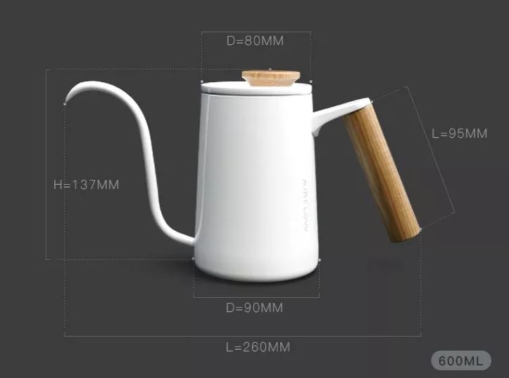 ẤM RÓT NƯỚC CỔ NGỖNG TAY GỖ JIMISI GOOSENECK KETTLE WHITE – 600ML