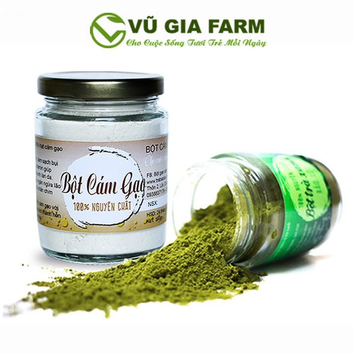 Combo Bột Trà Xanh + Bột Cám Gạo - Nguyên Chất Vũ Gia - Đắp mặt nạ dưỡng da