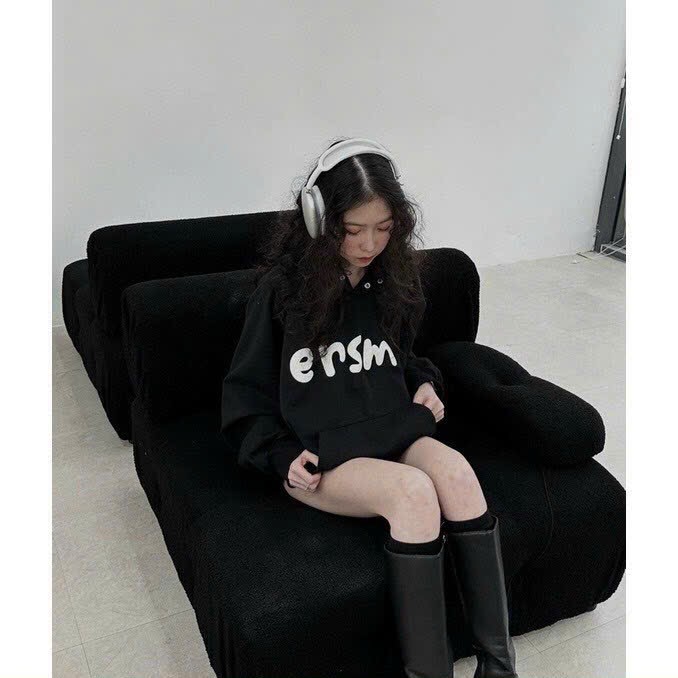 Áo Khoác Hoodie Nỉ Có Mũ In Chữ ERSM Form Rộng Unisex Nam Nữ Ulzzang, áo hoodie cặp đôi chống nắng thu đông chống nắng