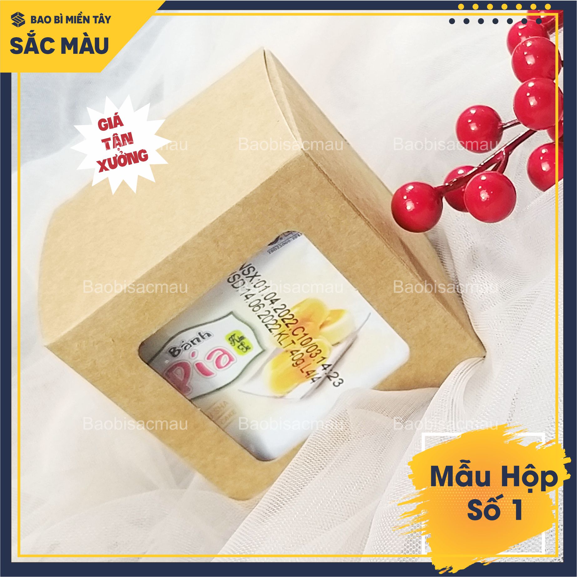 Combo 5 hộp giấy kraft vuông cửa kiếng ( Hộp số 1) đựng quà tặng, bánh kẹo.... và các vật phẩm khác