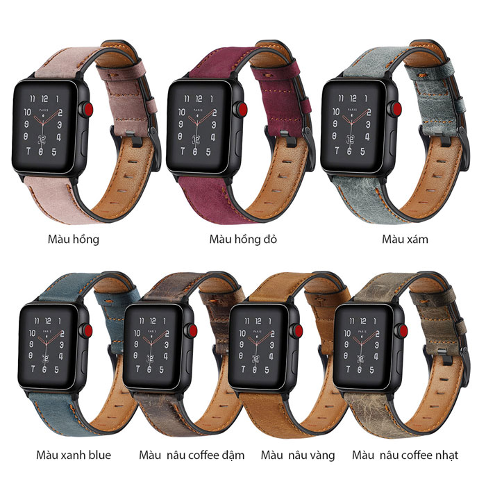 Dây da sáp dầu Vintage thay thế cho Apple Watch