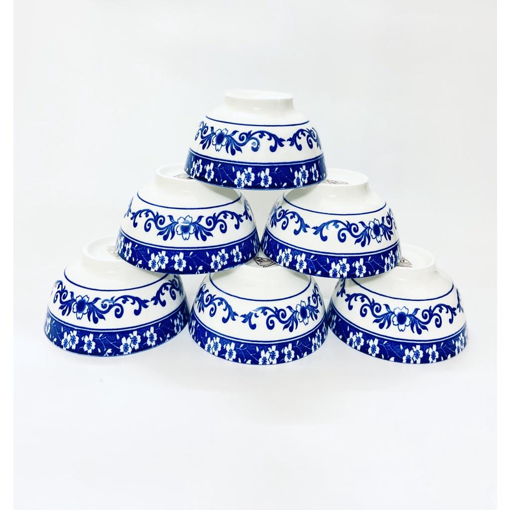 Bộ 10 chén ăn cơm gốm sứ cao cấp, họa tiết in hình hoa 3d sang trọng