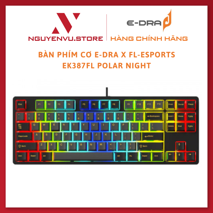 Bàn phím cơ E-DRA x FL-Esports EK387FL Polar Night Gateron Switch - Hàng chính hãng