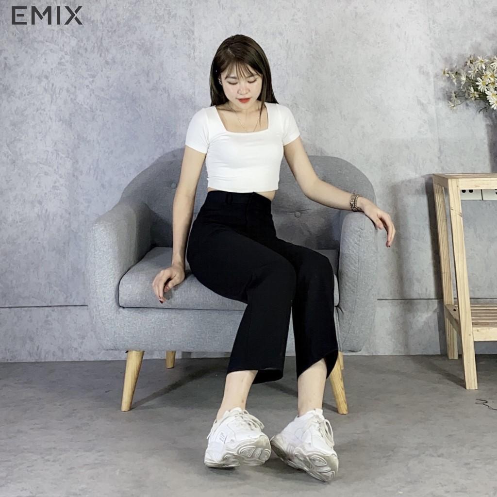 Quần tây nữ ống suông EMIX . dáng dài 100cm, cạp cao, khóa giữa, chất tuyết mưa mềm mịn, ít nhăn