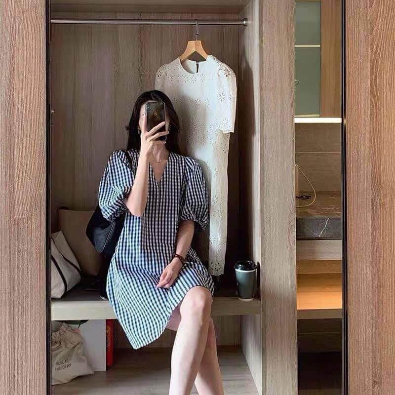 ĐẦM FORM SUÔNG HỌA TIẾT CARO