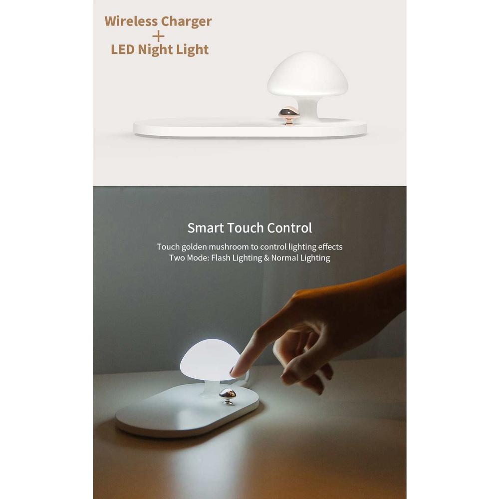 Đế sạc nhanh không dây kiểu cây nấm có đèn led cho điện thoại