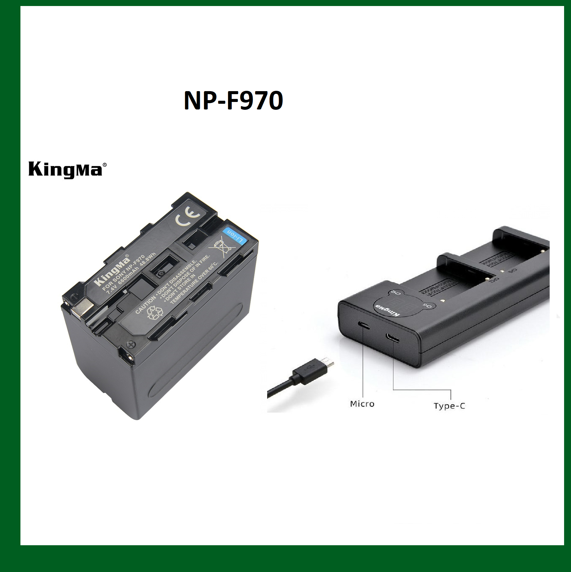 BỘ 2 PIN 1 SẠC KINGMA FOR SONY NP-F970 - HÀNG CHÍNH HÃNG