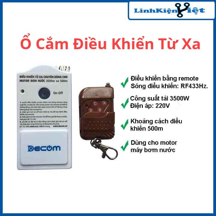 Ổ cắm điều khiển từ xa 3500W cho motor, máy bơm nước 100-500M