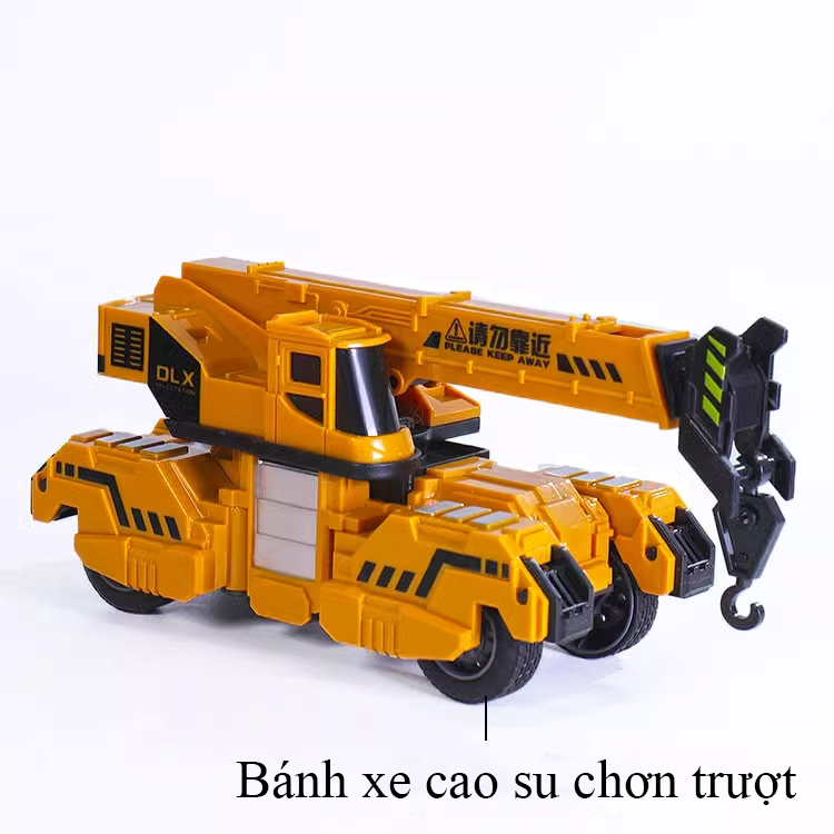 Đồ chơi mô hình xe cẩu hạng nặng container kèm thùng và giàn cẩu xoay 360 độ có bộ nâng đỡ 4 bánh xe