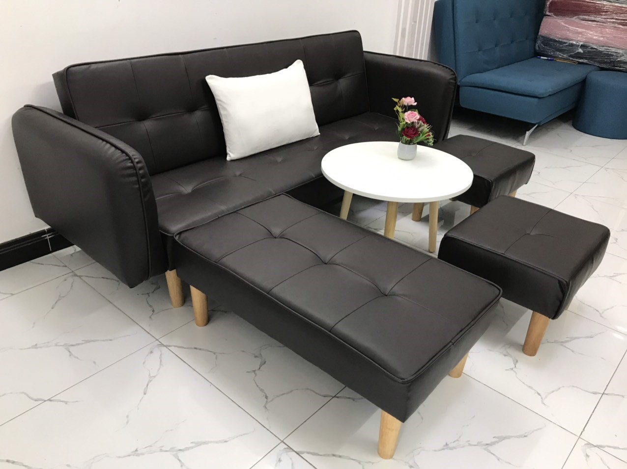 Cả bộ sofa bed L sofa giường tay vin phòng khách salon sivali12 sopha