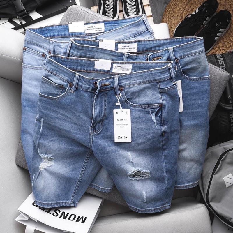 Quần short jean nam rách gối size lớn nhiều màu