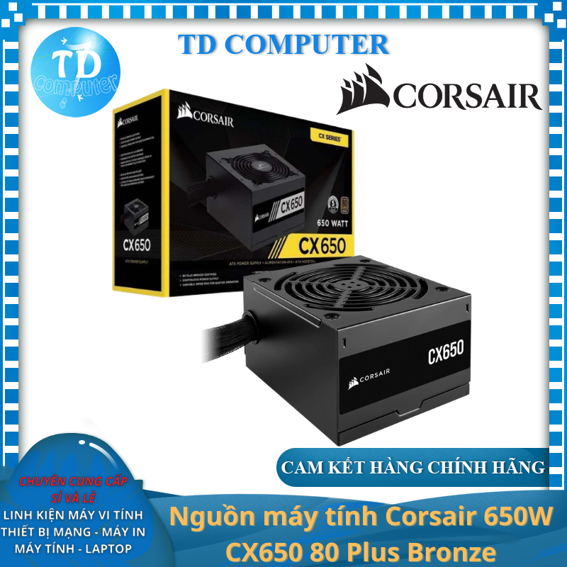 Nguồn máy tính Corsair 650W CX650 80 Plus Bronze - Hàng chính hãng Vĩnh Xuân phân phối