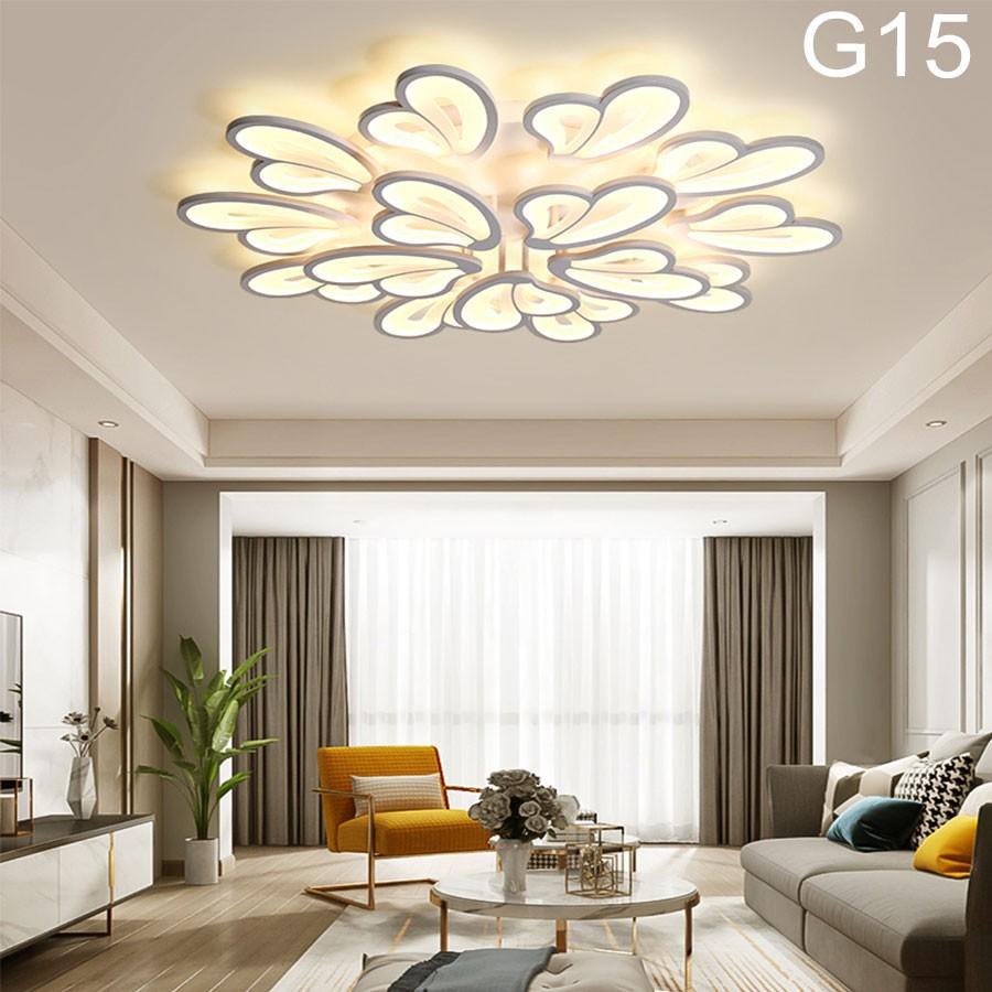 ĐÈN ỐP TRẦN trang trí, đèn LED phòng khách G15, 15 cánh 3 chế độ sáng kèm điều khiển từ xa