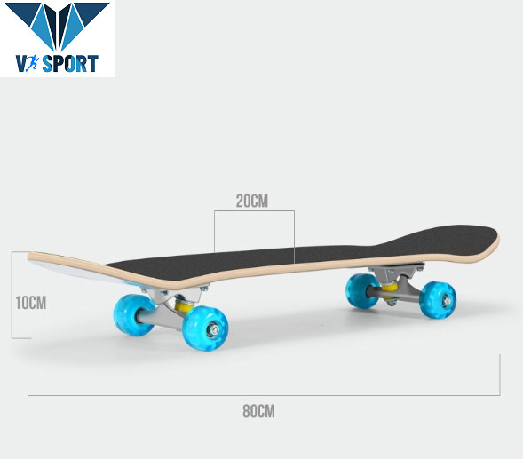 Ván Trượt Skateboard Có Bánh Xe Phát Sáng, Ván Trượt Gỗ Dành Cho Thanh Thiếu Niên - Ván Trượt Trẻ Em 80cm, mặt nhám chống trơn trượt
