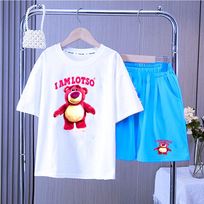 Đồ bộ cho bé gái 12 tuổi-`15 tuổi mang xinh HÌNH GẤU DÂU LOTSO chất thun đẹp mát 100% cotton - đen