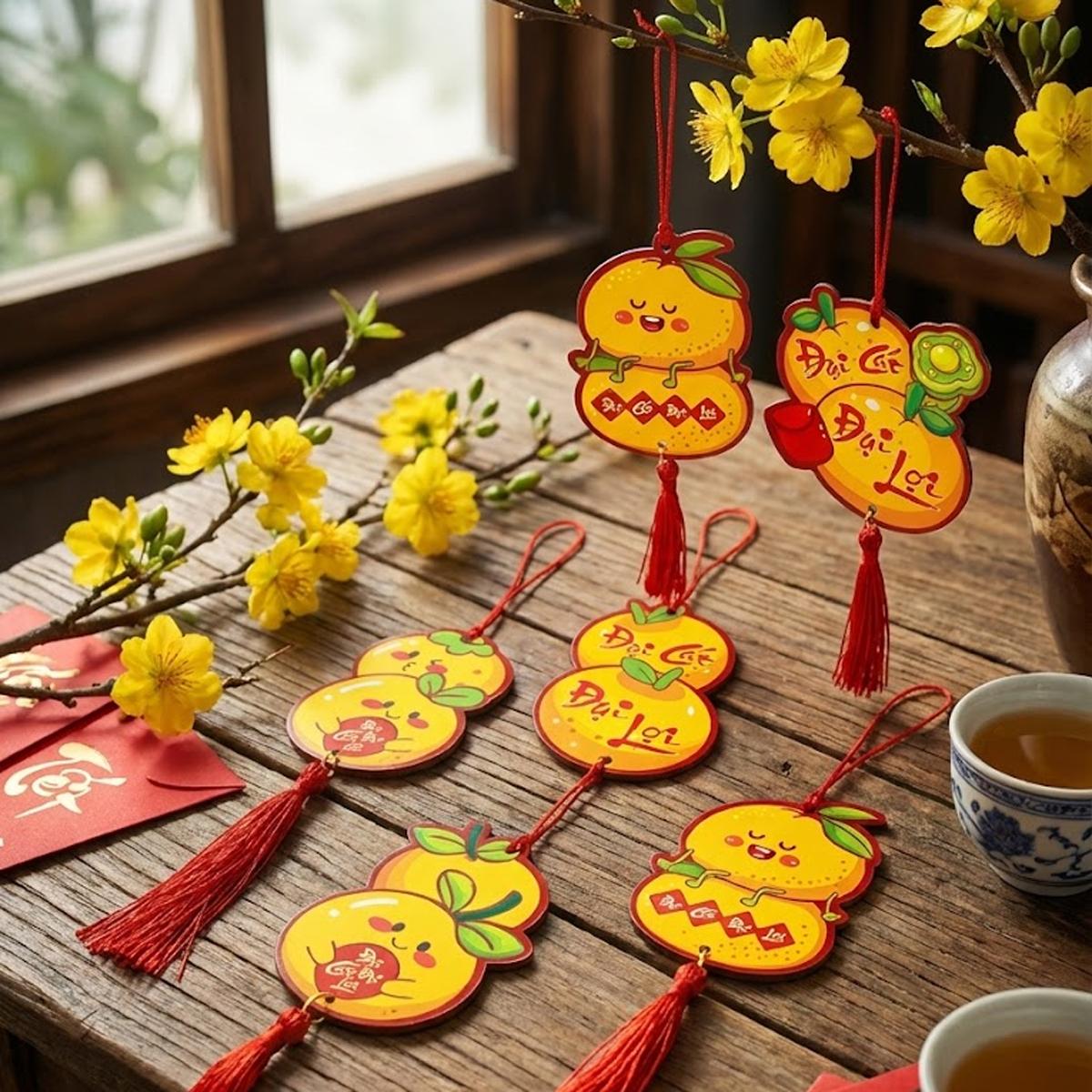 Vỉ 6 Dây Treo Trang Trí Tết 24 cm - H15-1 - Mẫu 1