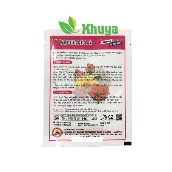 Phân bón vi lượng NPK 8-52-8+TE SUPER HOA 2 loại 50gr Kích thích ra rễ - Đâm chồi - Mập thân