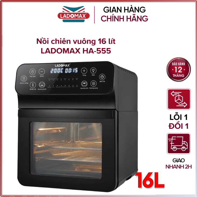 Lò nướng không dầu 16 lít Ladomax HA-555 - Hàng chính hãng