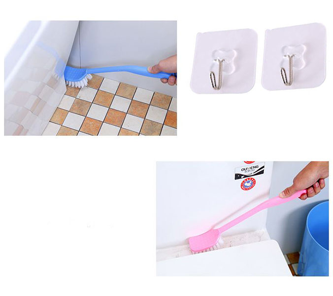 Combo 2 Bàn Chải Chà Toilet + 2 Miếng Dán Treo Tường Tiện Dụng.