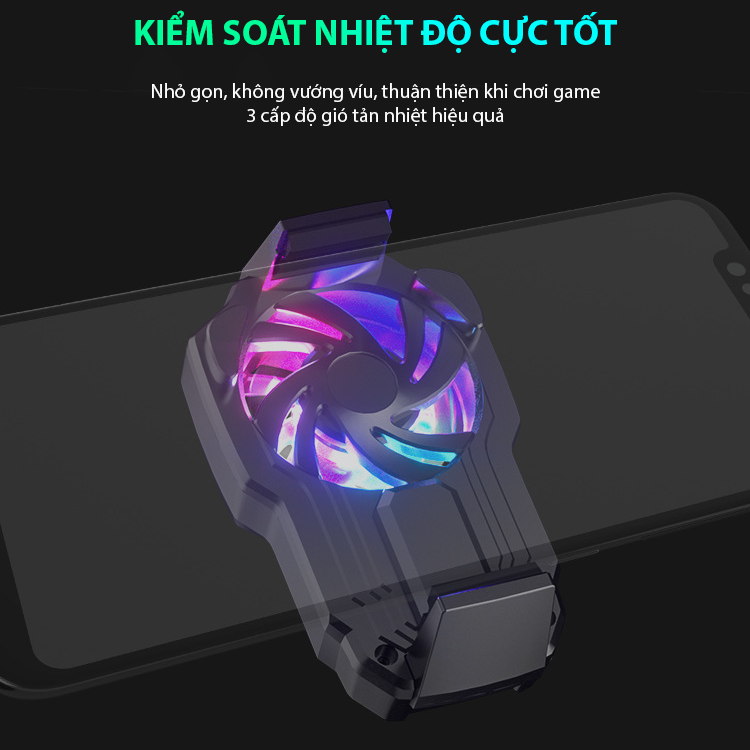 Quạt tản nhiệt điện thoại SIDOTECH FL05 Version 5 gaming phiên bản 2021 pin sạc 700mAh Led RGB tốc độ 6000 vòng/phút độ mở rộng 66-84mm làm mát cực nhanh cho khi chơi game mobile bị nóng - Hàng chính hãng