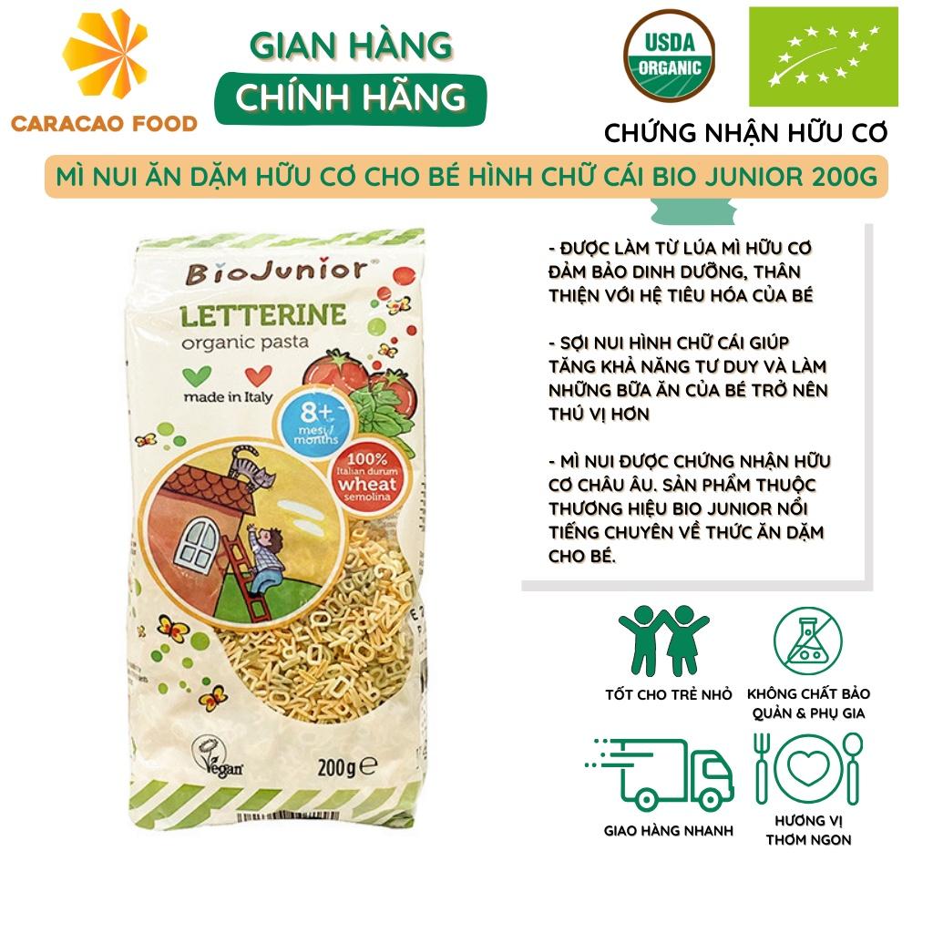 Mì nui ăn dặm hữu cơ cho bé hình chữ cái Bio Junior 200g, Thức ăn dặm cho bé (Từ 8 tháng tuổi)