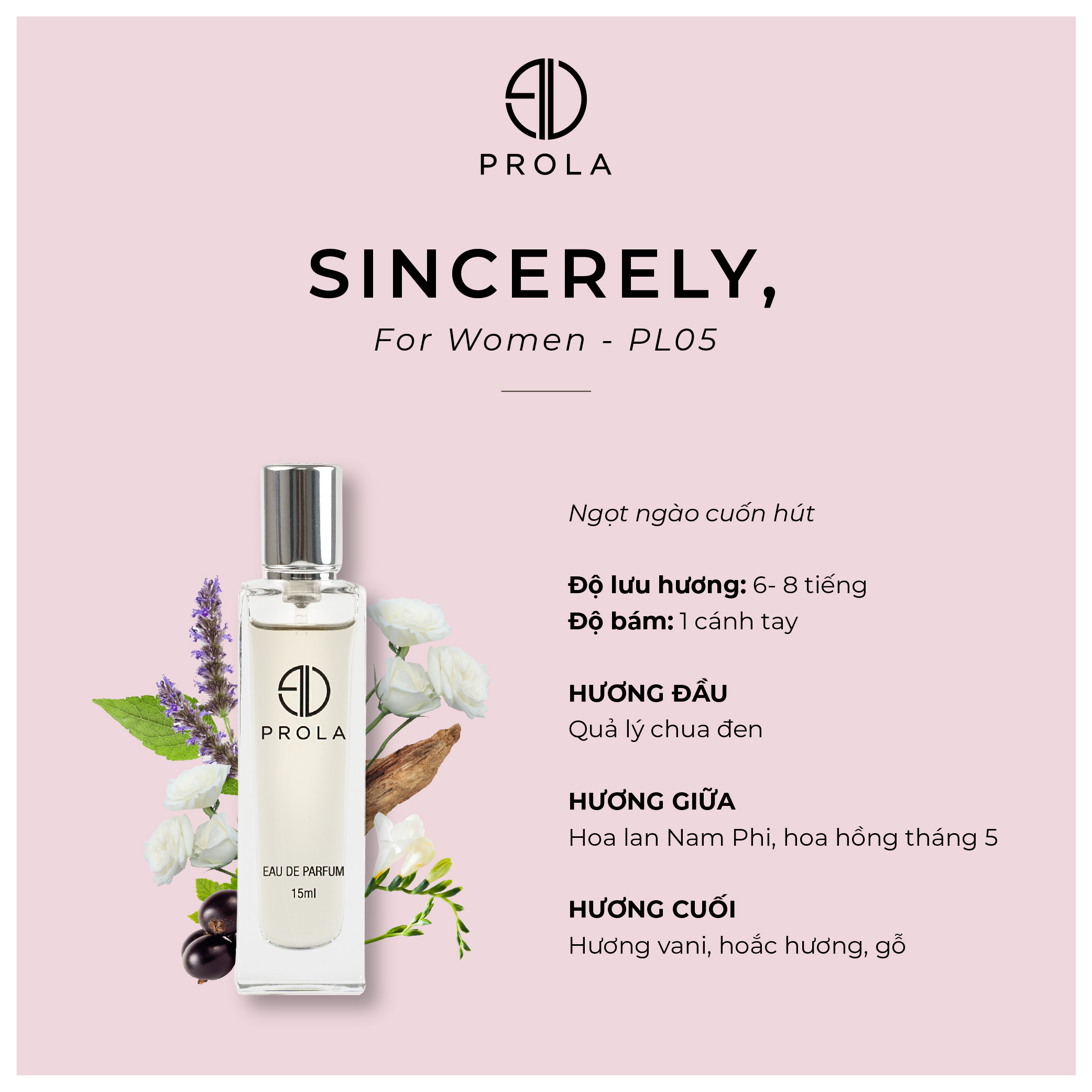 Nước Hoa Nữ PROLA Mini Chính Hãng Thơm Lâu Nhẹ Nhàng Cuốn Hút Dạng Xịt - Sincerely