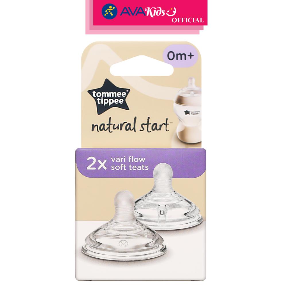 Bộ 2 núm ti Tommee Tippee Natural Start siêu mềm tự nhiên cổ rộng size + (mọi độ tuổi) - Hàng Chính Hãng