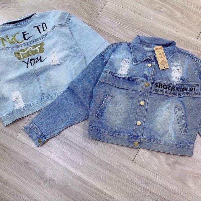 áo khoác jean nữ lửng cao cấp dáng ngắn cổ vest tay dài phong cách hàn quốc kiểu mới đẹp giá sỉ  -TEEN