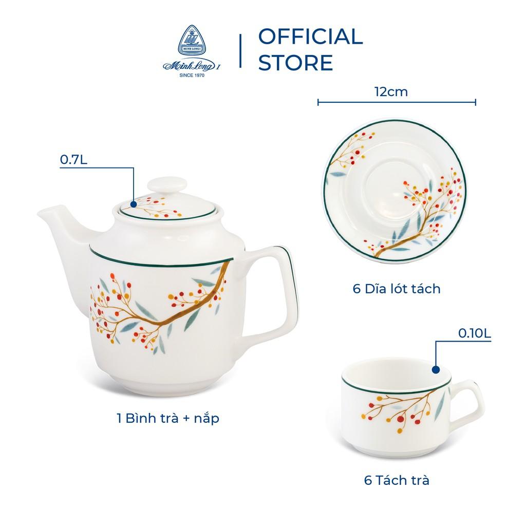 Bộ Ấm, Chén Trà Sứ Minh Long 0.7 L - Jasmine - Quả Đầu Mùa