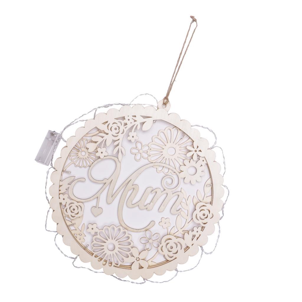 ''Mum'' Wooden Hanging Board Plaque String Light Mother's Day Birthday Gift