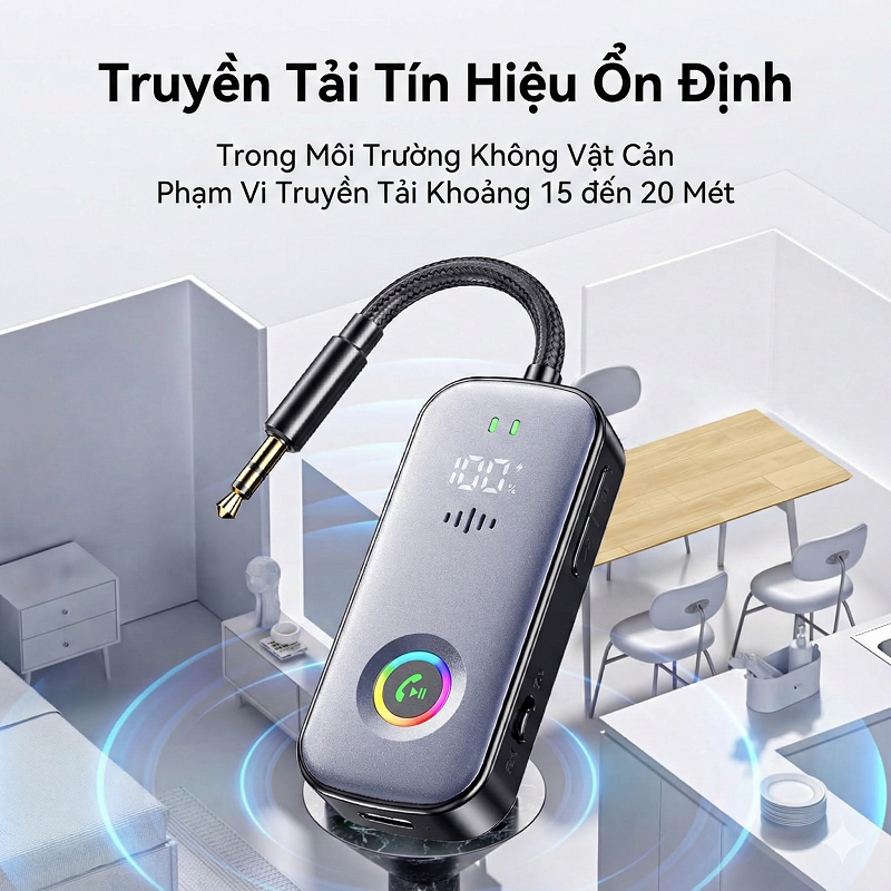 BỘ THU PHÁT BLUETOOTH 5.2 RX/TX ĐA NĂNG – MÀN HÌNH LED HIỂN THỊ PIN A6 PRO - Hàng Nhập Khẩu