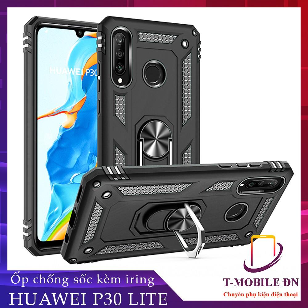 Ốp lưng cho Huawei Nova 3e P30 Lite Y7 Pro Y9 Prime 2019 chống sốc 2 lớp kèm nhẫn iring làm giá đỡ