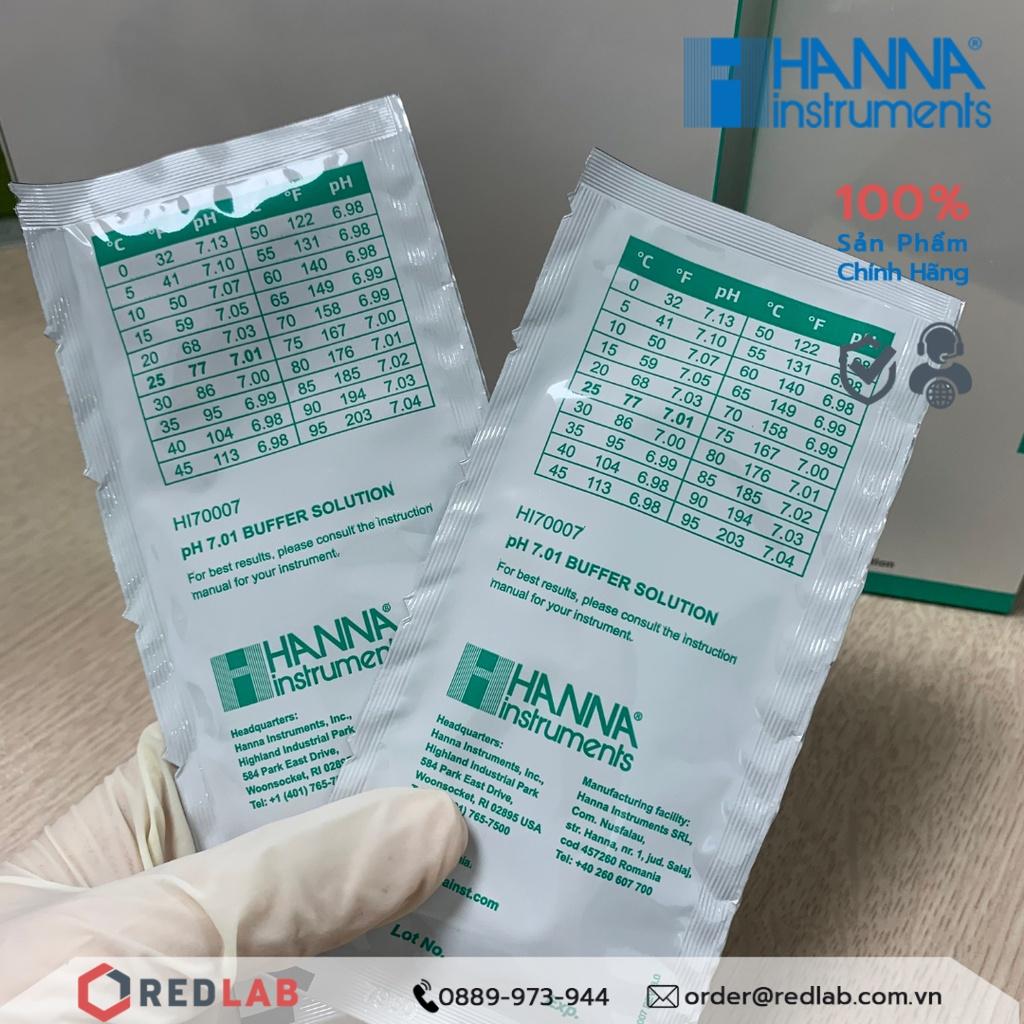 Dung dịch hiệu chuẩn pH 4.01 7.01 10.01 dạng gói 20mL Hanna HI70004 HI70007 HI70010