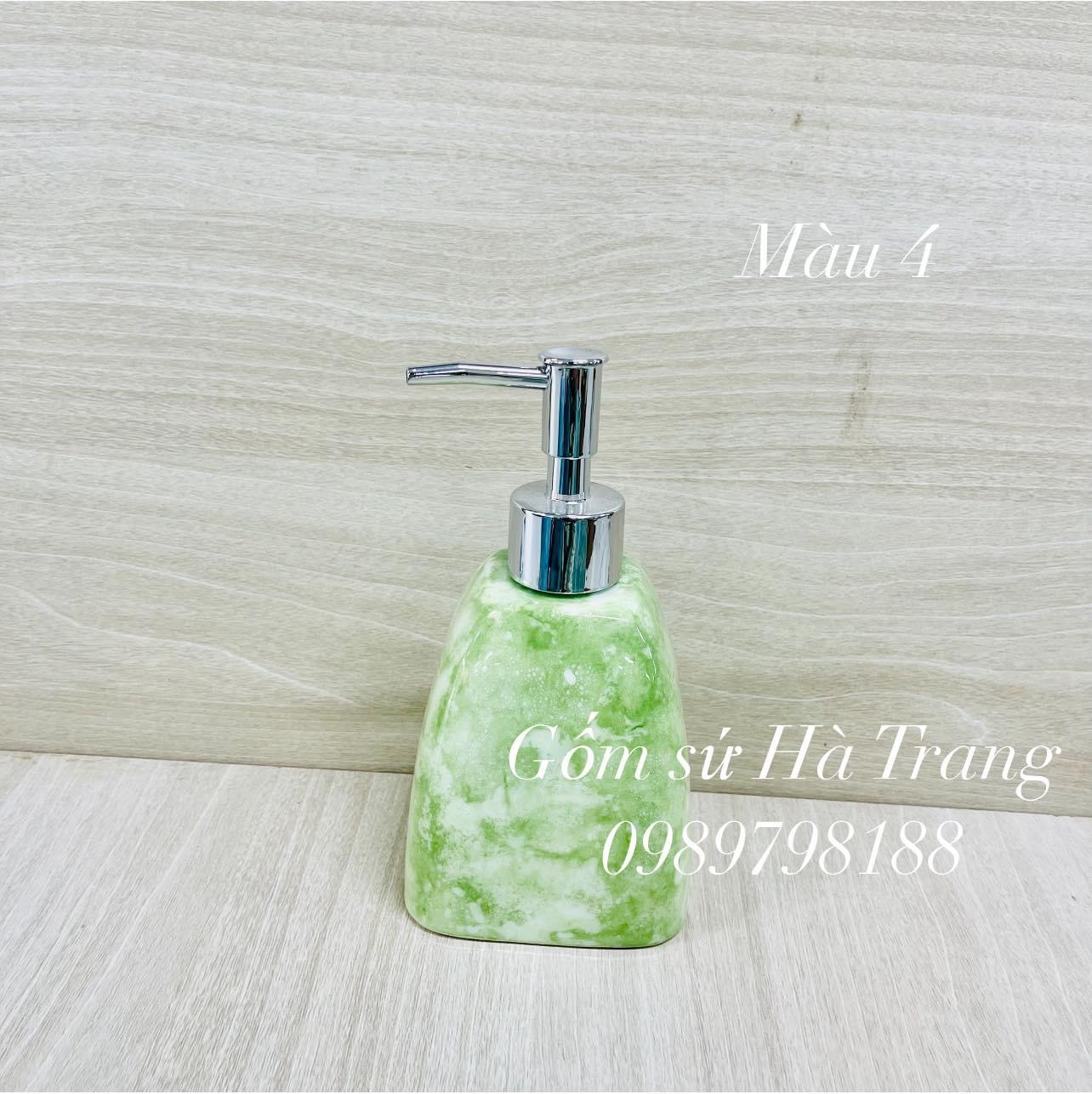 Bình xịt xà phòng gốm sứ Bát Tràng cao cấp dung tích 350ml men vân đá màu 4