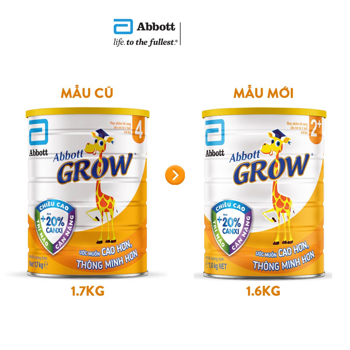 Combo 4 Sữa Abbott Grow 2+ 1,6kg cho trẻ 2 tuổi trở lên