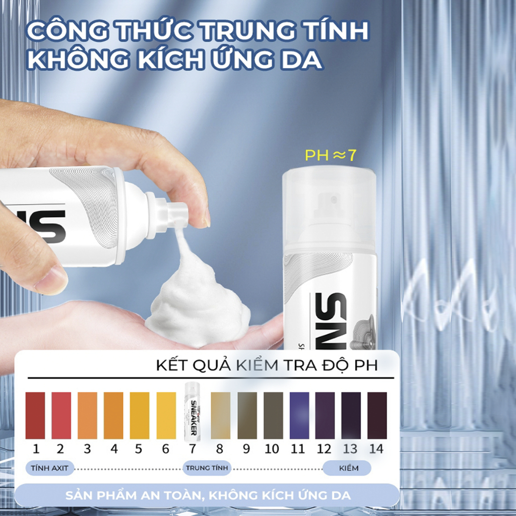 Chai Xịt Tạo Bọt Tuyết Làm Sạch Giày Dép SNOKER 300ml Giặt Giày Khô, Làm Sạch