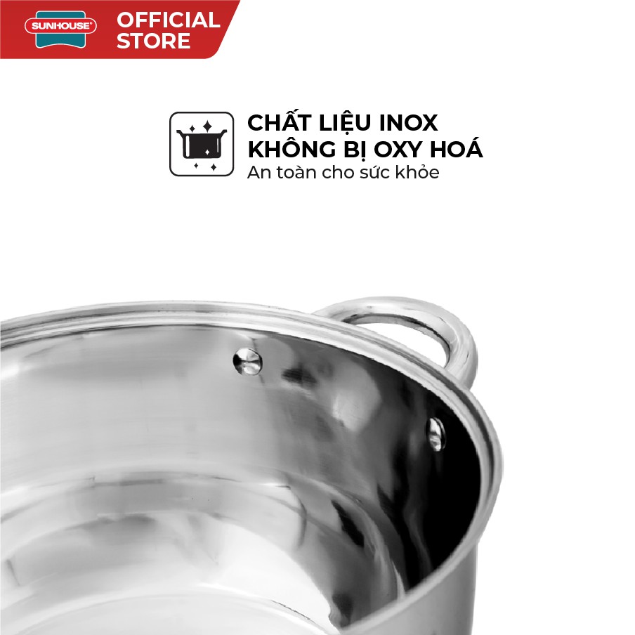 Bộ Nồi Inox 3 Đáy SUNHOUSE SH334 16, 20, 24 cm