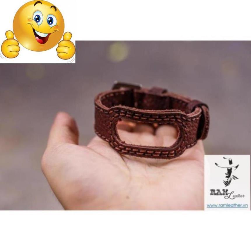 DÂY DÀNH CHO MIBAND 4 / MIBAND 3 / MIBAND 5 DA BÒ NÂU VÂN HẠT - DA BÒ THẬT-CHÍNH HÃNG RAM LEATHER .