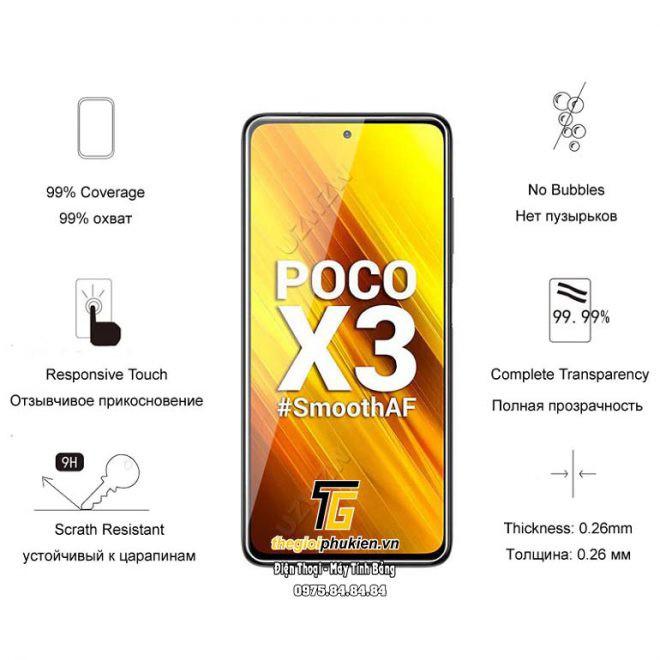 Tấm dán kính cường lực Xiaomi Poco X3 hiệu Glass Pro - Không full màn hình