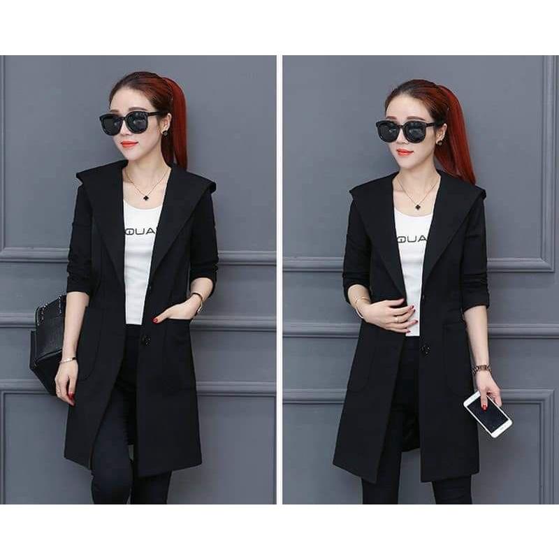 ÁO KHOÁC NÓN FORM DÀI THUN DA CÁ