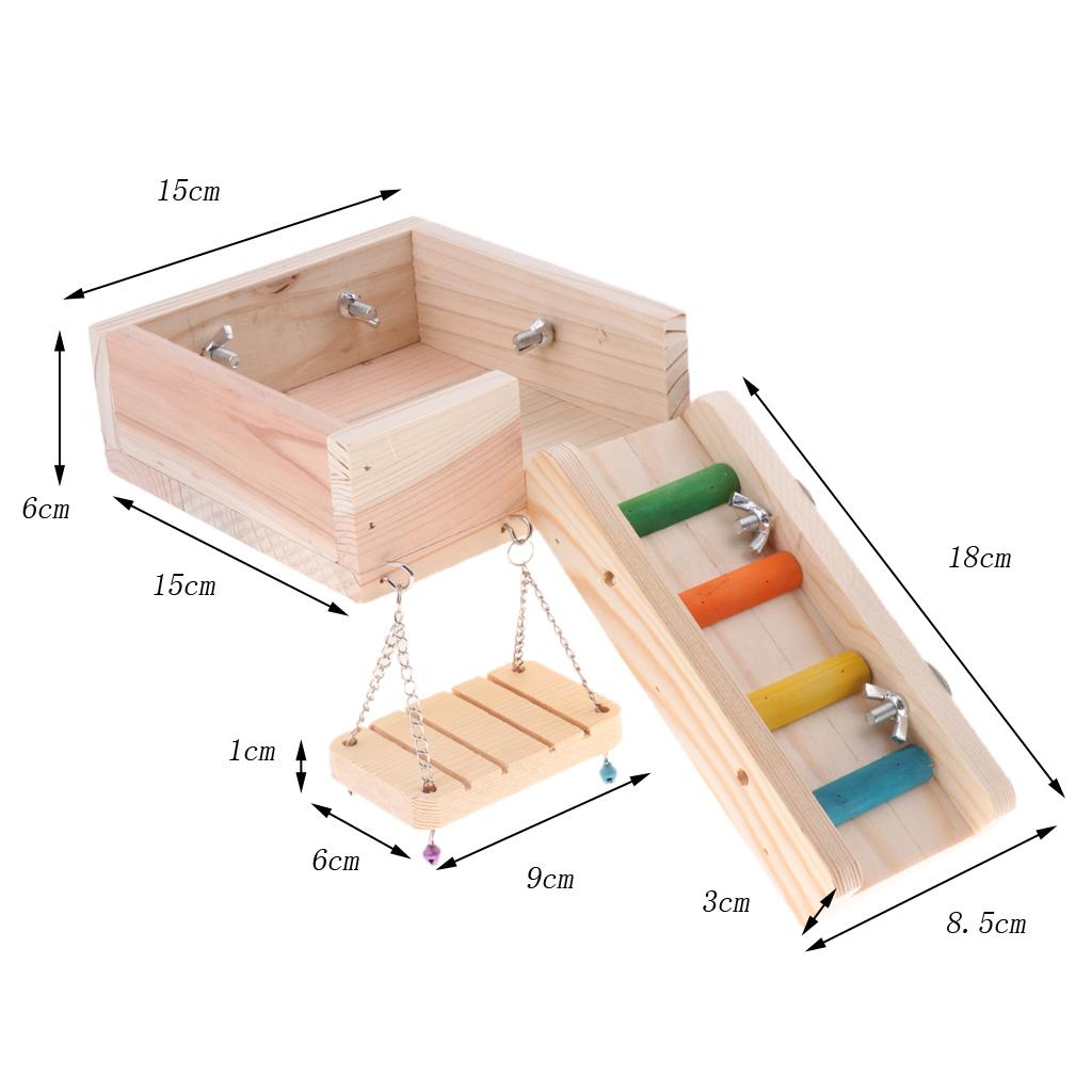 Wooden Swing Ladder Platform for Mouse, Chinchilla, Rat, Gerbil and Hamster